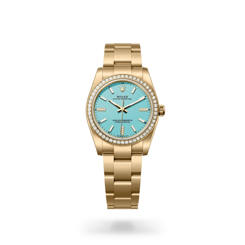 Rolex Oyster Perpetual 34腕錶18K黃金款，M124248RBR-0002 - 慎昌鐘錶